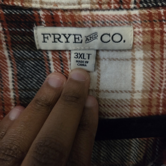 Frye & Co Men's Burnt Red Plaid Flannel Longsleeve Button Shirt. Size 3XL Tall - Picture 6 of 7